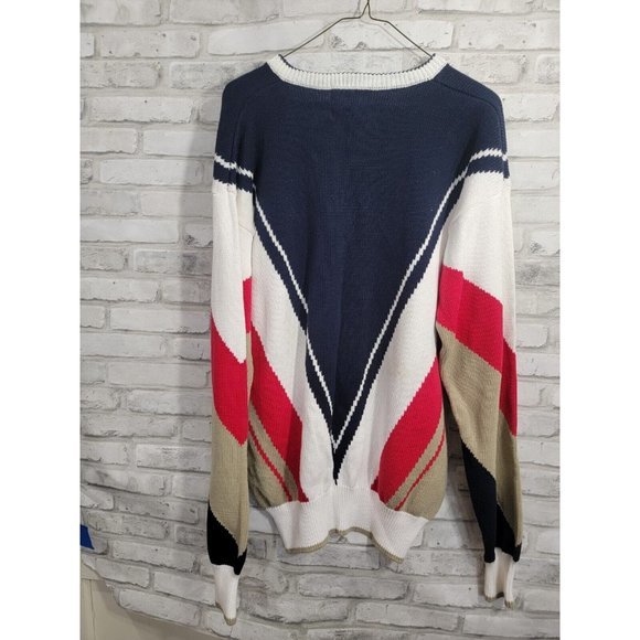 La Mode V-Neck Sweater Indian Springs Country Club Marlton NJ Red Blue Large - Picture 9 of 10